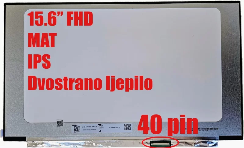 15,6" FHD 144Hz IPS LCD ekran LP156WFJ-SPB3 Mat, 40-pin, Novo