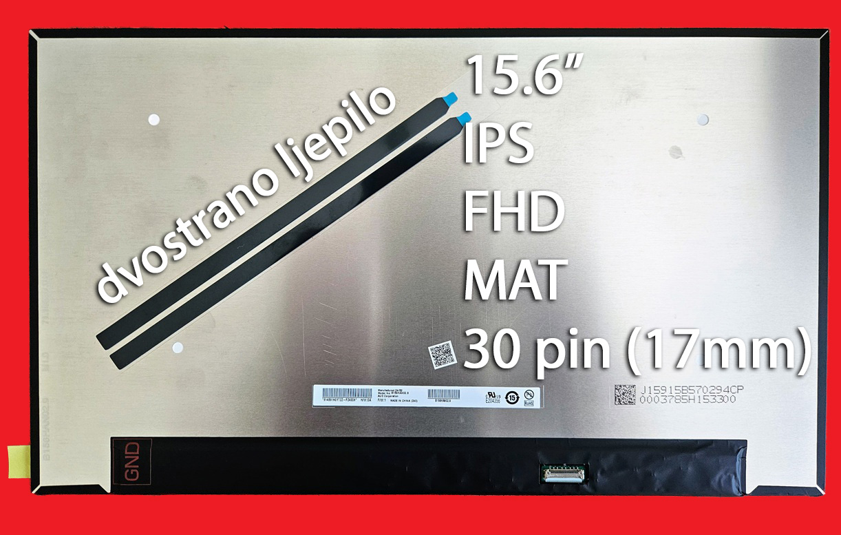 NV156FHM-N4W 15.6" FHD IPS Mat LCD Ekran 30 Pin 17mm Non-Touch Novi